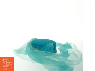 Turkis hat med slør (str. Ø. 17 cm)