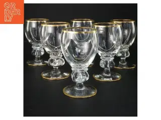 Guld-kantede glas (str. 6 stk Ø 7 cm længde 13 cm)