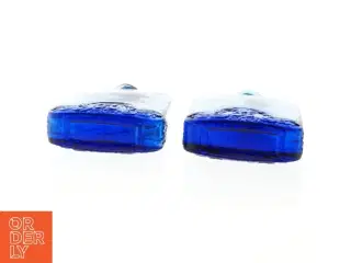 2 stk Håndlavede glasflasker med prop (str. H. 14 cm. b. 8,5 cm)