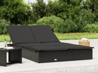 2-personers solseng med hynder polyrattan sort