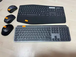2 stk. tastaturer, 3 stk. Mus LOGITECH