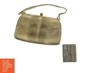 Håndtaske og pung i slangeskindsdesign (str. 26 x 15 cm)