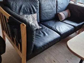 Lædersofa i bøgetræ