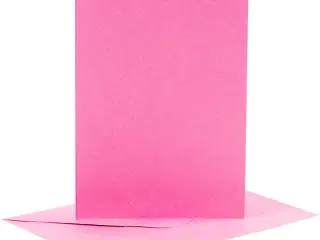 Kort og kuverter, kort str. 10,5x15 cm, kuvert str. 11,5x16,5 cm, 110+220 g, pink, 6sæt/ 1 pk.