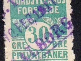 Nordjyllands Forenede Privatbaner - Godsfrimærke - 30 Øre - Stemplet