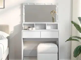 Makeupbord med LED-lys 80x41x134,5 cm hvid