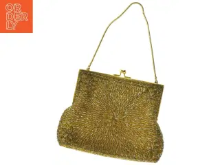 Guld selskabs taske med perler (str. 20 x 16 cm)
