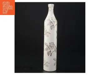 Dekorativ keramik vase med blomstermotiv (str. 28 x 5 ,5 cm)