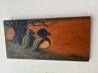 Arthur - Odense, 2 ænder på teaktræ