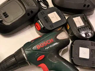 Bosch Boremaskine og Græstremmer + lader og 5 batt