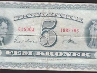DK 5 Kroner Erstatningseddel 1959