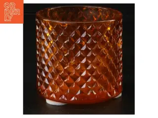 Brun glas lysestage (str. 8 x 8 cm)