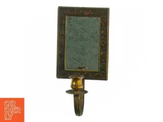 Indrammet Spejl med Kobber lysestage (str. 18 x 13 cm)
