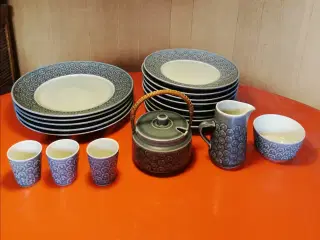Azur tallerkener, sukker-flødesæt,marmeladekrukke