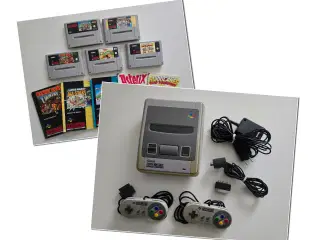 Super nintendo. inkl. 5 Spil. Den originale 