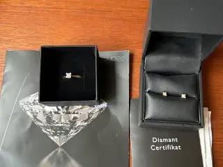 Diamantring og brilliant ørestikker
