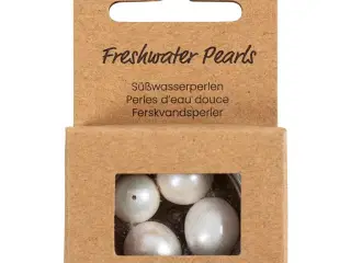 Ferskvandsperler, Gennemboret på langs, diam. 13-14 mm, hulstr. 0,8 mm, perlemor, 4stk./ 1 pk.