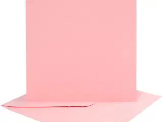 Kort og kuverter, kort str. 15,2x15,2 cm, kuvert str. 16x16 cm, 220 g, rosa, 4sæt/ 1 pk.