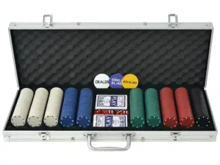 Pokersæt med 500 jetoner aluminium