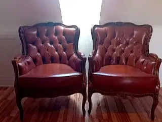 2 stk. Antikke Chesterfield lænestole