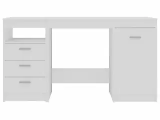 Skrivebord hvid 140x50x76 cm konstrueret træ