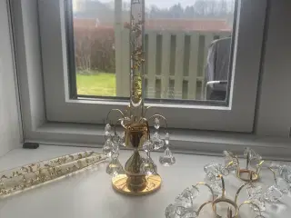 Guld dråbe lysestage med pyntelys og lysmanchet