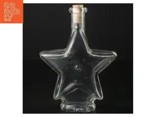 Stjerneformet glasflaske med kork (str. 18,5x13,5 cm)