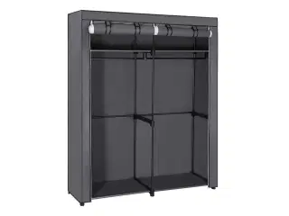 Garderobeskab i stof – SONGMICS, 2 tøjstænger, sammenklappeligt, grå 140 × 43 × 174 cm