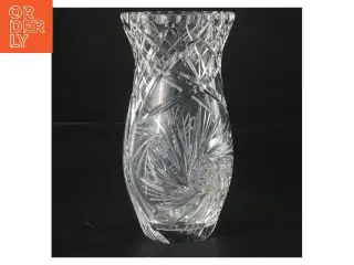 Glasvase med mønster (str. Ø 9,5 cm længde 19 cm)