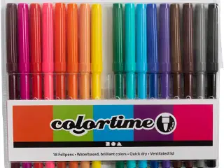 Colortime Tusch, streg 2 mm, ass. farver, 18stk./ 1 pk.