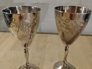 2 sølv/sølvplet vin glas