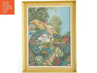 Broderi i træramme (str. 56x43 cm)