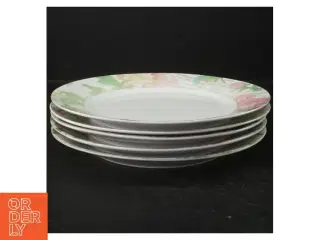 5 Porcelænstallerkener med blomstermotiv (str. 5 styk. ø. 23 cm)