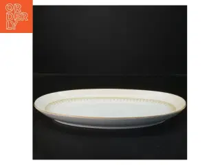 Oval porcelænsfad med guldkant (str. 33x21 cm)