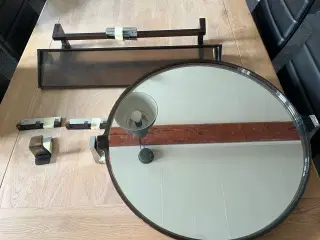 Retro badeværelsesspejl, hylde og knager