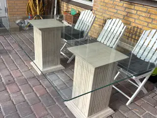Stort spisebord glas/søjleben