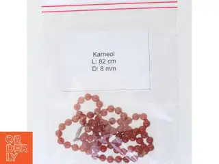 Karneol perlekæde (str. Længde: 82 cm, Diameter: 8 mm)