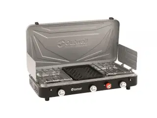 Gaskomfur fra Outwell med 2 gasblus og en grill