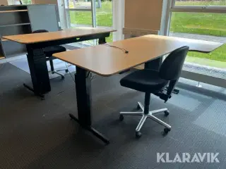 LOT: hæve/sænke borde med kontorstole Conset 501-2 4 styk