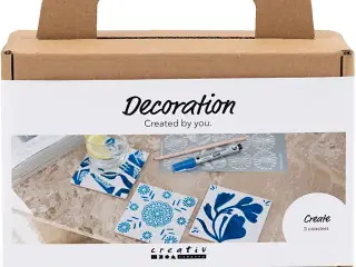 Mini DIY Kit Dekoration, Porcelæns coasters, blå, 1 pk.