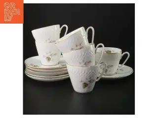 Porcelæns kaffekopper med underkopper fra Edelstein Bavaria (str. 6 stk Ø 7,5 & 13,5 cm)