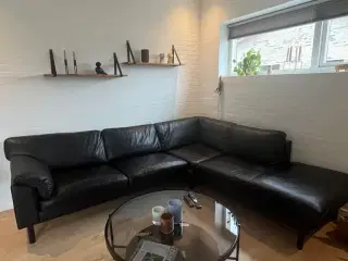 Læder hjørnesofa med chaiselong
