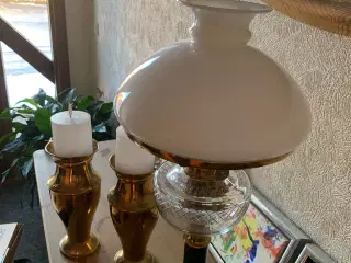 Antik Messing lampe + 2 vaser