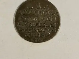 1 Schilling Courant Mecklenburg Schwerin 1766 - Meget slidt