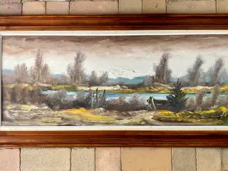 60’er kunst - godt udført natur oliemaleri med org