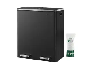 Skraldespand med dobbelt rum 2 x 30 l – SONGMICS, pedal, soft-close, sort