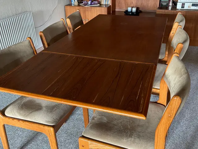 Spisebord m/stole Teaktræ NYPRIS med Udtræk