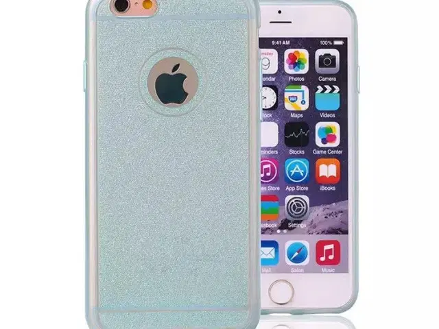 Lyseblå glimmer cover til iPhone 5 5s SE 6 el 6s