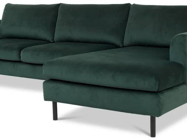 Aston chais. sofa Højrevendt m. sorte ben - Flaskegrøn Riviera 38  OUTLET -RINGE