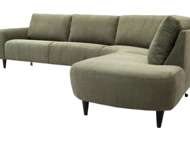 Hjort Knudsen Lolland hjørnesofa grøn fløjl med åben ende Højrevendt